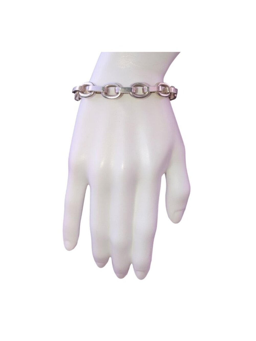 Lisa Greene Womens Silver Tone 950 Silver Toggle Clasp Chain Bracelet 7 Inches